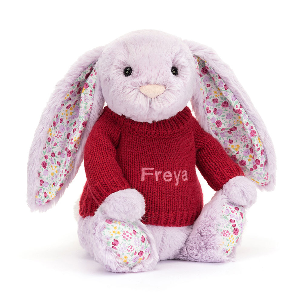 http://Blossom%20Jasmine%20Bunny%20with%20Personalised%20Red%20Jumper