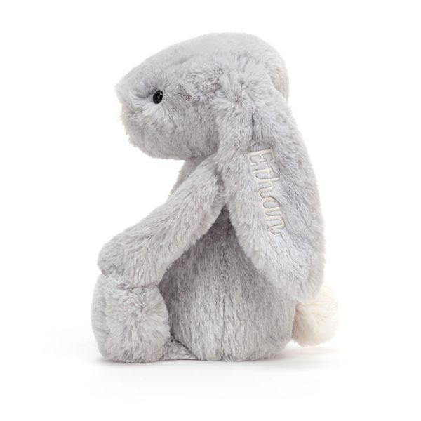Personalised Bashful Silver Bunny Medium