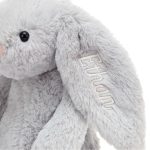 Personalised Bashful Silver Bunny Medium