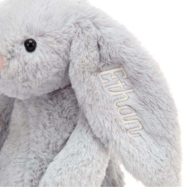 Personalised Bashful Silver Bunny Medium