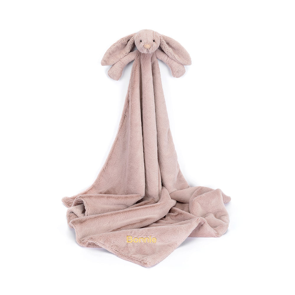 http://Personalised%20Bashful%20Luxe%20Bunny%20Rosa%20Blankie