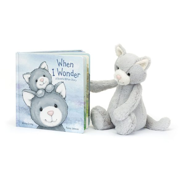 When I Wonder Book and Bashful Grey Kitty Medium